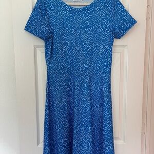 Huhot Blue and White Polka-Dot Dress (Large)